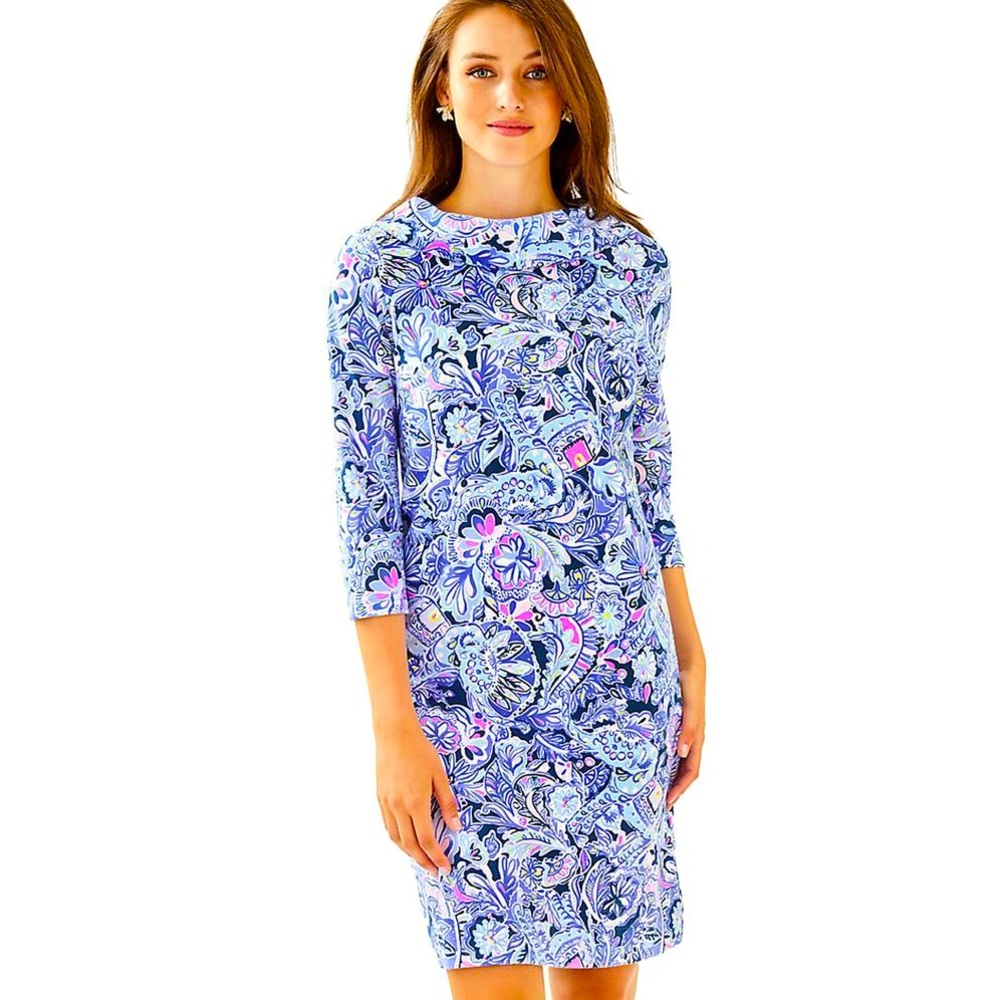 Lilly Pulitzer Blue & Pink Paisley Sheath Dress